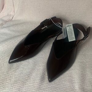 Old Navy Women's Pointed Slingback Flats in Deep Brown Patent